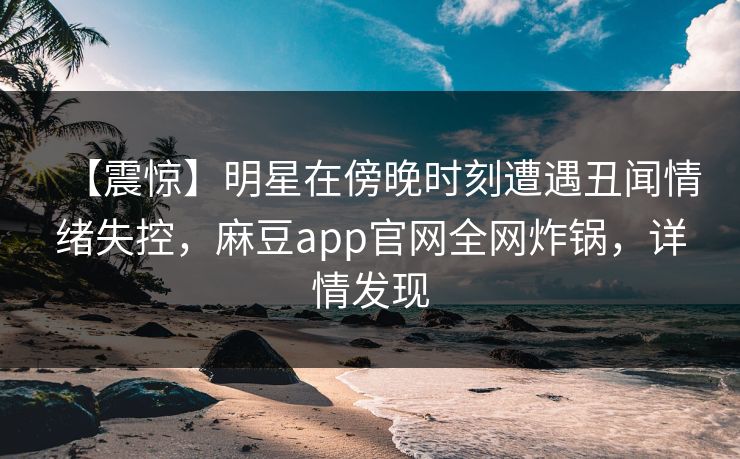 【震惊】明星在傍晚时刻遭遇丑闻情绪失控，麻豆app官网全网炸锅，详情发现