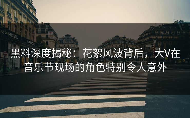 黑料深度揭秘：花絮风波背后，大V在音乐节现场的角色特别令人意外