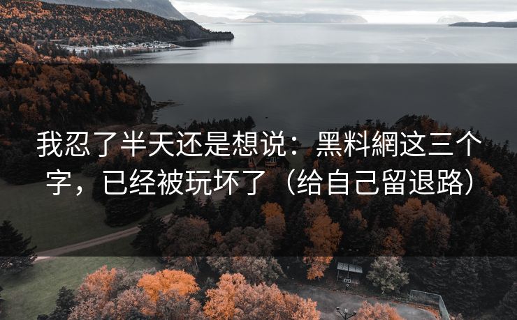 我忍了半天还是想说：黑料網这三个字，已经被玩坏了（给自己留退路）