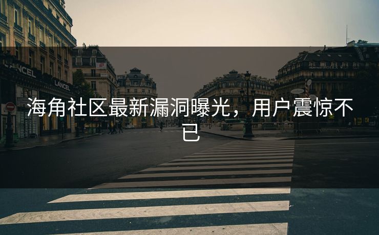 海角社区最新漏洞曝光，用户震惊不已