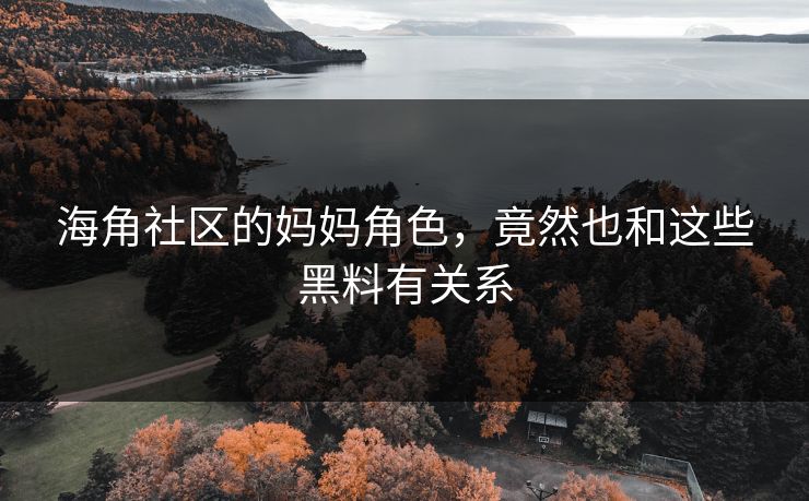 海角社区的妈妈角色，竟然也和这些黑料有关系