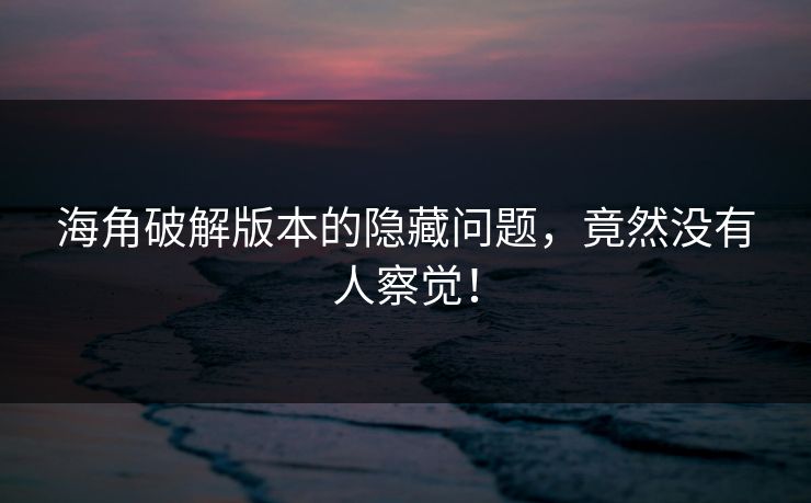 海角破解版本的隐藏问题，竟然没有人察觉！