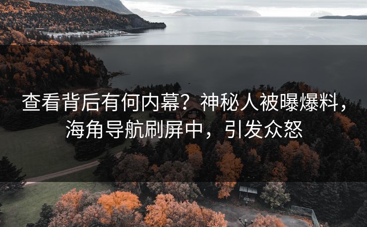 查看背后有何内幕？神秘人被曝爆料，海角导航刷屏中，引发众怒