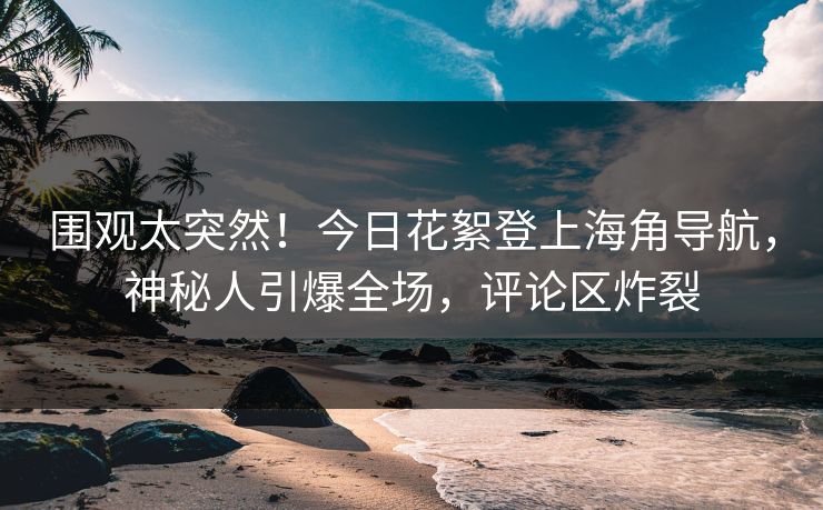 围观太突然！今日花絮登上海角导航，神秘人引爆全场，评论区炸裂