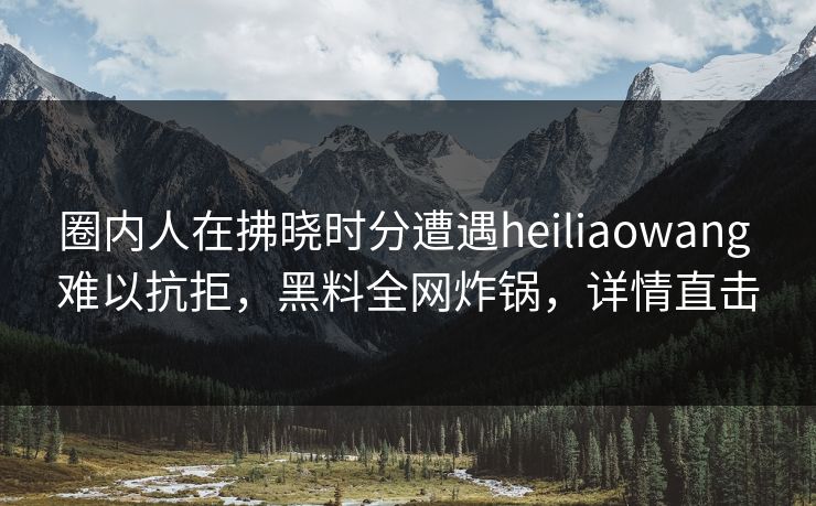 圈内人在拂晓时分遭遇heiliaowang 难以抗拒，黑料全网炸锅，详情直击
