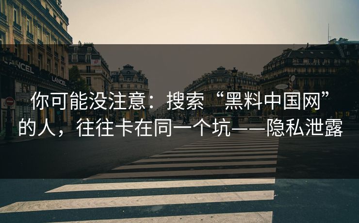 你可能没注意：搜索“黑料中国网”的人，往往卡在同一个坑——隐私泄露