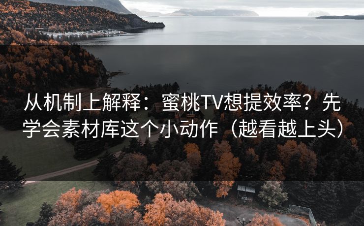 从机制上解释：蜜桃TV想提效率？先学会素材库这个小动作（越看越上头）